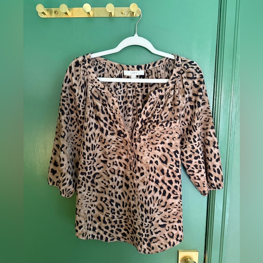 LOFT Small Leopard Print Blouse